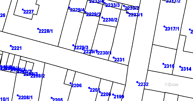 Parcela st. 2230/1 v KÚ Tachov, Katastrální mapa