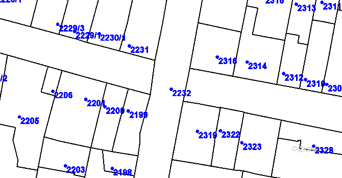 Parcela st. 2232 v KÚ Tachov, Katastrální mapa