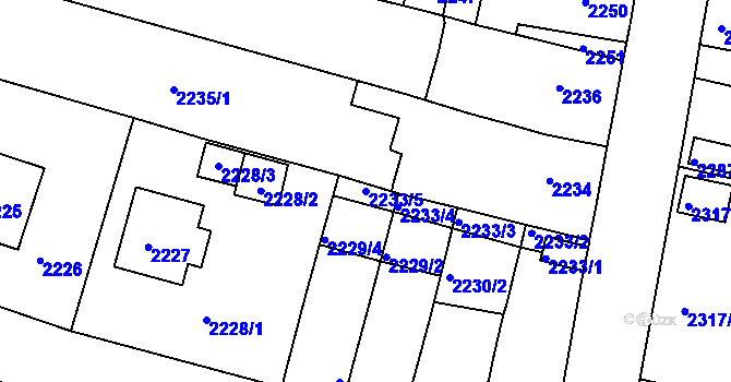 Parcela st. 2233/5 v KÚ Tachov, Katastrální mapa