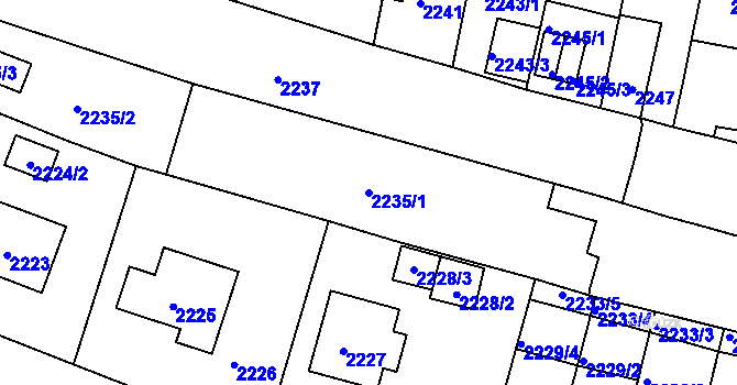 Parcela st. 2235/1 v KÚ Tachov, Katastrální mapa