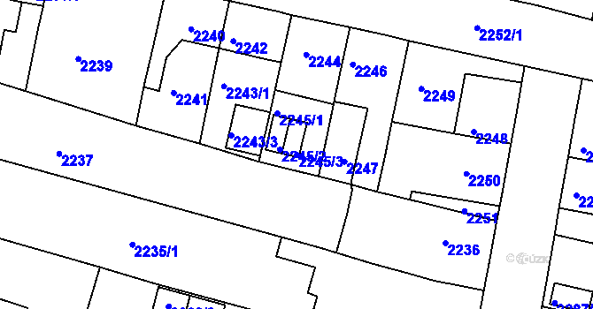 Parcela st. 2245/3 v KÚ Tachov, Katastrální mapa