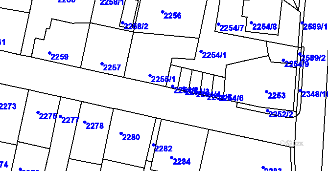Parcela st. 2255/2 v KÚ Tachov, Katastrální mapa