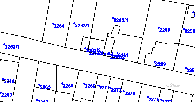 Parcela st. 2262/3 v KÚ Tachov, Katastrální mapa