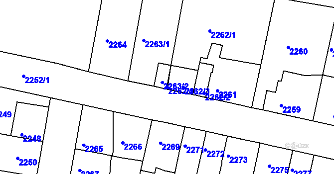 Parcela st. 2262/4 v KÚ Tachov, Katastrální mapa