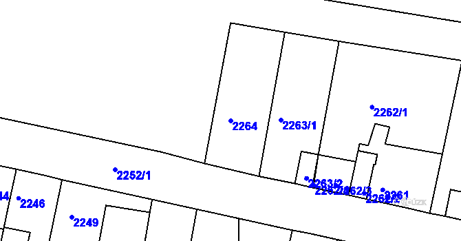 Parcela st. 2264 v KÚ Tachov, Katastrální mapa