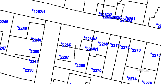 Parcela st. 2266 v KÚ Tachov, Katastrální mapa