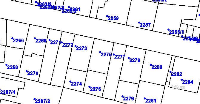 Parcela st. 2275 v KÚ Tachov, Katastrální mapa