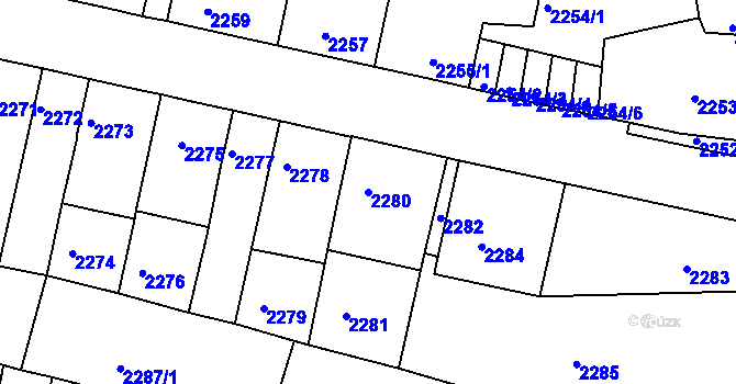 Parcela st. 2280 v KÚ Tachov, Katastrální mapa