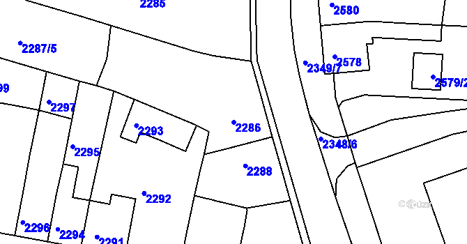 Parcela st. 2286 v KÚ Tachov, Katastrální mapa