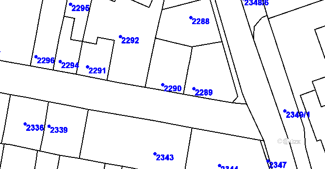 Parcela st. 2290 v KÚ Tachov, Katastrální mapa