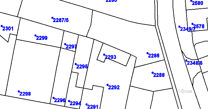 Parcela st. 2293 v KÚ Tachov, Katastrální mapa