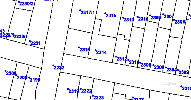 Parcela st. 2314 v KÚ Tachov, Katastrální mapa
