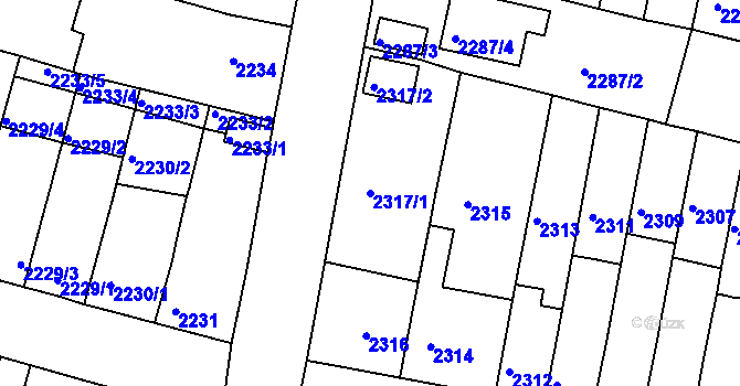 Parcela st. 2317/1 v KÚ Tachov, Katastrální mapa