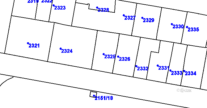Parcela st. 2325 v KÚ Tachov, Katastrální mapa