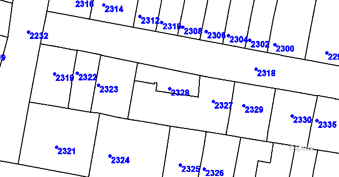 Parcela st. 2328 v KÚ Tachov, Katastrální mapa