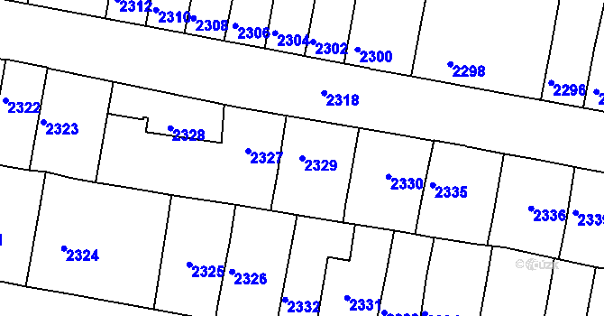 Parcela st. 2329 v KÚ Tachov, Katastrální mapa