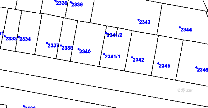 Parcela st. 2341/1 v KÚ Tachov, Katastrální mapa