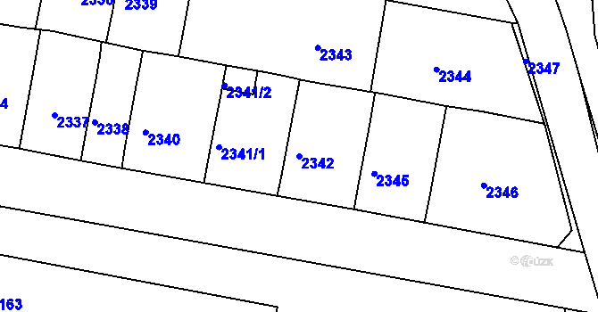 Parcela st. 2342 v KÚ Tachov, Katastrální mapa