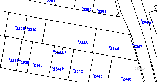 Parcela st. 2343 v KÚ Tachov, Katastrální mapa
