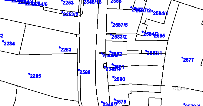 Parcela st. 2349/5 v KÚ Tachov, Katastrální mapa