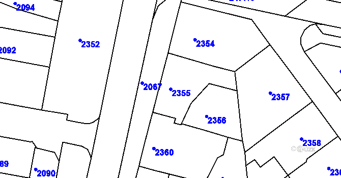 Parcela st. 2355 v KÚ Tachov, Katastrální mapa