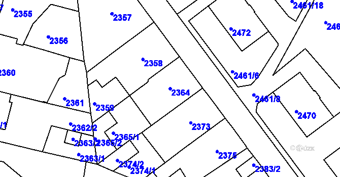 Parcela st. 2364 v KÚ Tachov, Katastrální mapa