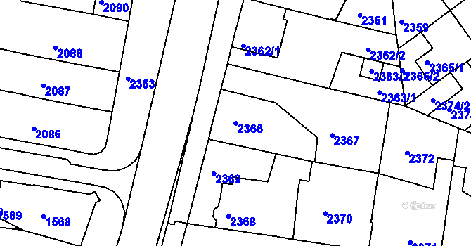 Parcela st. 2366 v KÚ Tachov, Katastrální mapa
