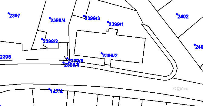 Parcela st. 2399/2 v KÚ Tachov, Katastrální mapa