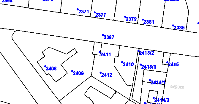 Parcela st. 2411 v KÚ Tachov, Katastrální mapa