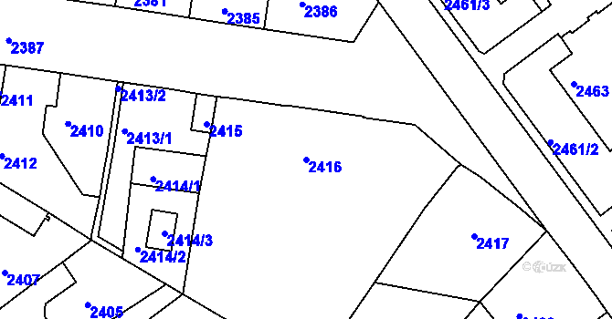 Parcela st. 2416 v KÚ Tachov, Katastrální mapa