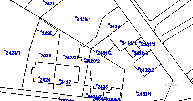 Parcela st. 2431/2 v KÚ Tachov, Katastrální mapa