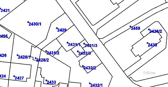Parcela st. 2431/3 v KÚ Tachov, Katastrální mapa