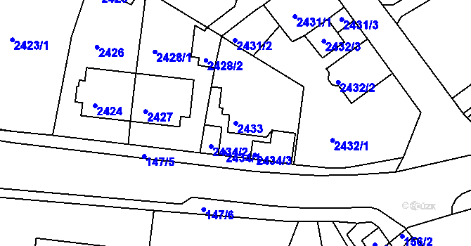 Parcela st. 2433 v KÚ Tachov, Katastrální mapa