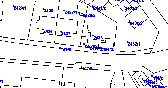 Parcela st. 2434/2 v KÚ Tachov, Katastrální mapa