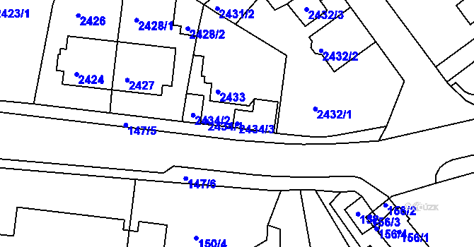 Parcela st. 2434/3 v KÚ Tachov, Katastrální mapa