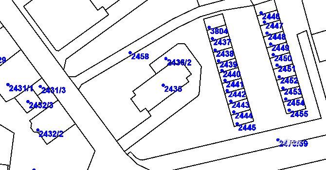 Parcela st. 2435 v KÚ Tachov, Katastrální mapa