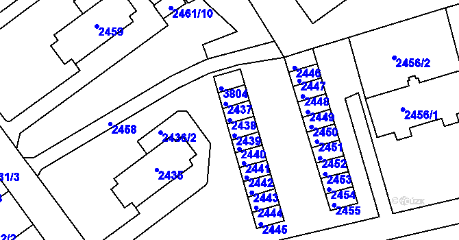 Parcela st. 2438 v KÚ Tachov, Katastrální mapa