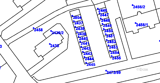 Parcela st. 2441 v KÚ Tachov, Katastrální mapa