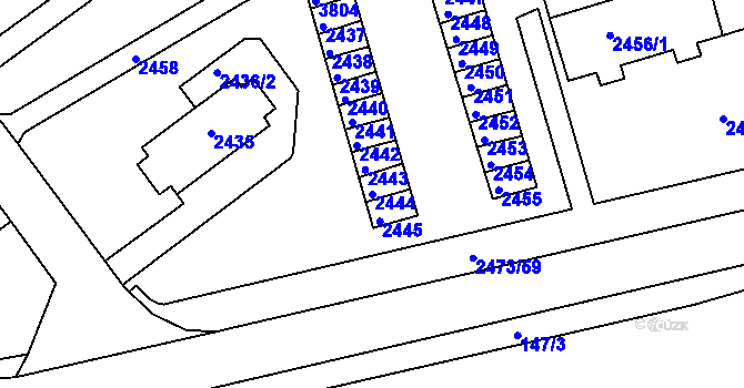 Parcela st. 2444 v KÚ Tachov, Katastrální mapa