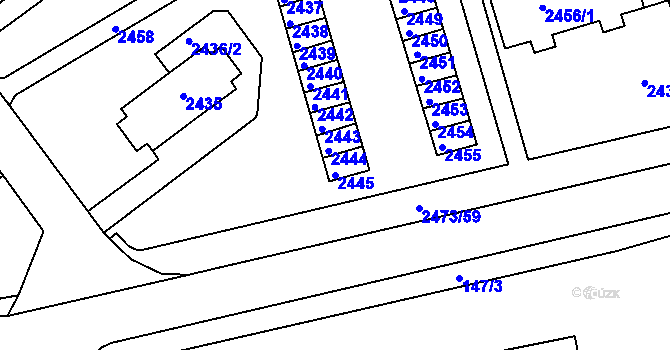Parcela st. 2445 v KÚ Tachov, Katastrální mapa