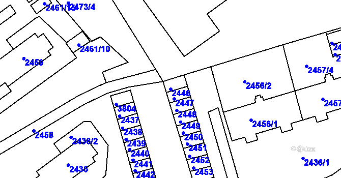 Parcela st. 2446 v KÚ Tachov, Katastrální mapa