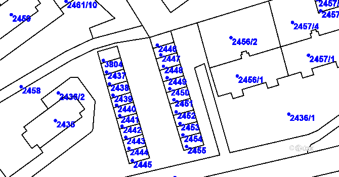 Parcela st. 2450 v KÚ Tachov, Katastrální mapa