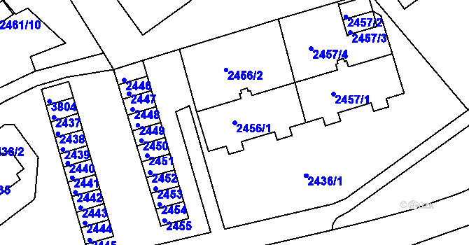 Parcela st. 2456/1 v KÚ Tachov, Katastrální mapa