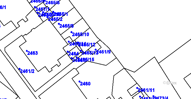 Parcela st. 2461/9 v KÚ Tachov, Katastrální mapa