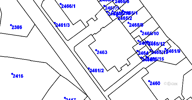 Parcela st. 2463 v KÚ Tachov, Katastrální mapa