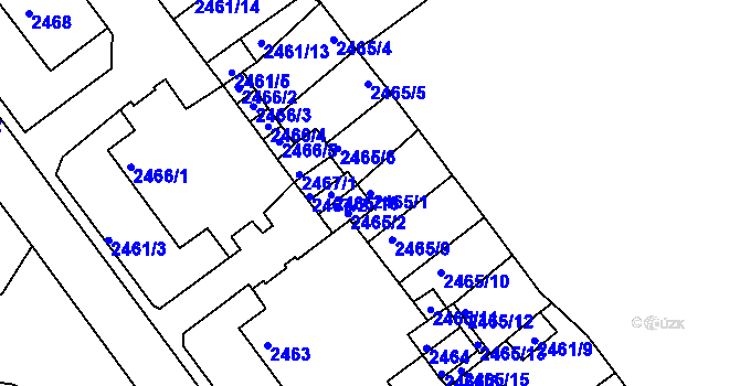 Parcela st. 2465/1 v KÚ Tachov, Katastrální mapa