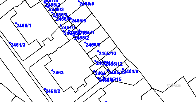 Parcela st. 2465/10 v KÚ Tachov, Katastrální mapa