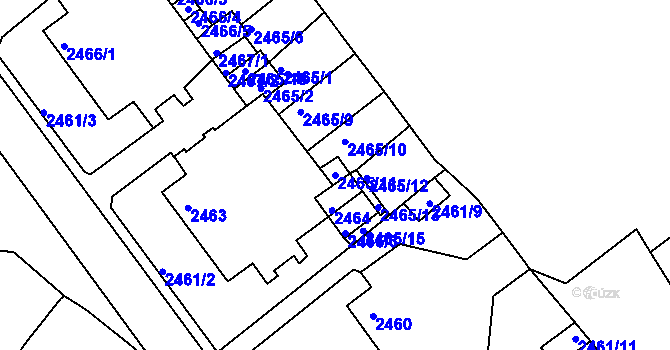 Parcela st. 2465/11 v KÚ Tachov, Katastrální mapa
