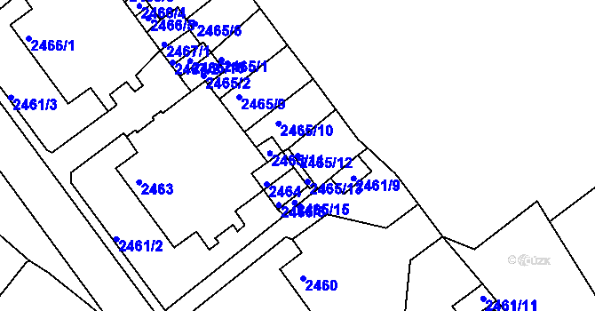 Parcela st. 2465/12 v KÚ Tachov, Katastrální mapa