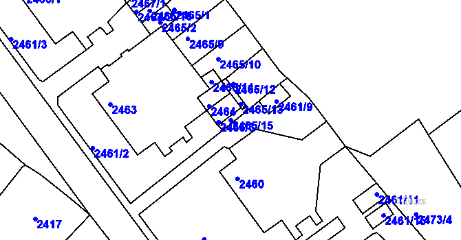Parcela st. 2465/15 v KÚ Tachov, Katastrální mapa